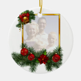 Ornamento De Cerâmica Moldura para retrato Ornamented do Natal