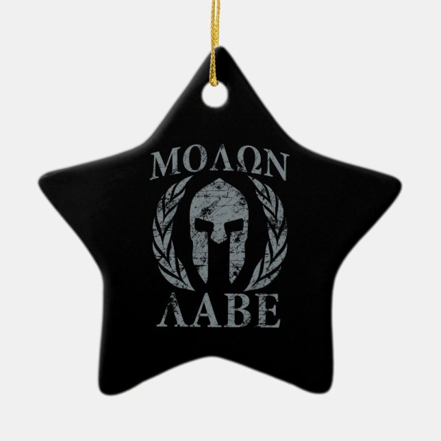 Ornamento De Cerâmica Molon Labe Grunge Spartan Armor (Frente)
