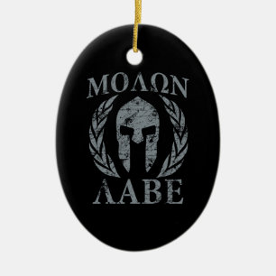 Ornamento De Cerâmica Molon Labe Grunge Spartan Armor