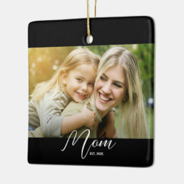 Ornamento De Cerâmica Mom Est. Photo New Mom Gift Keychain