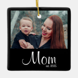 Ornamento De Cerâmica Mom Established Photo Gift