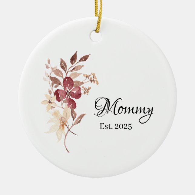 Ornamento De Cerâmica Mommy Est. Year – New Mommy Milestone (Frente)