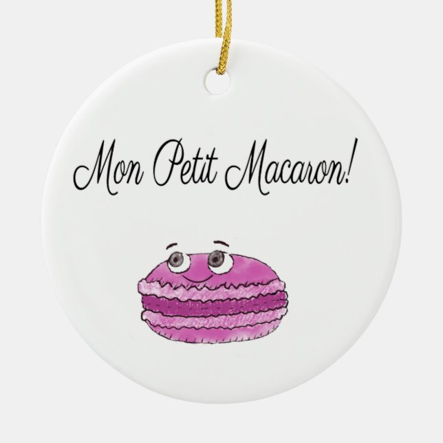 Ornamento De Cerâmica Mon Petit Macaron (Frente)