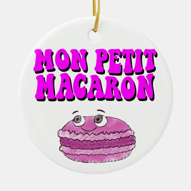 Ornamento De Cerâmica Mon Petit Macaron Retro Groovy Text (Frente)
