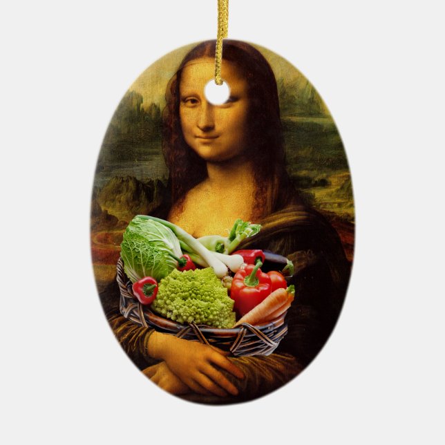 Ornamento De Cerâmica Mona Lisa ama legumes (Frente)