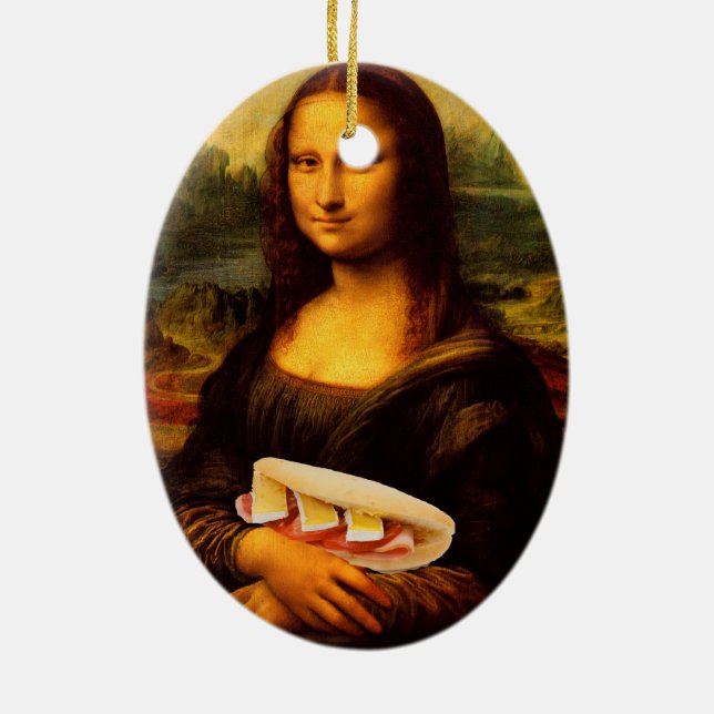 Ornamento De Cerâmica Mona Lisa ama Paninis (Verso)