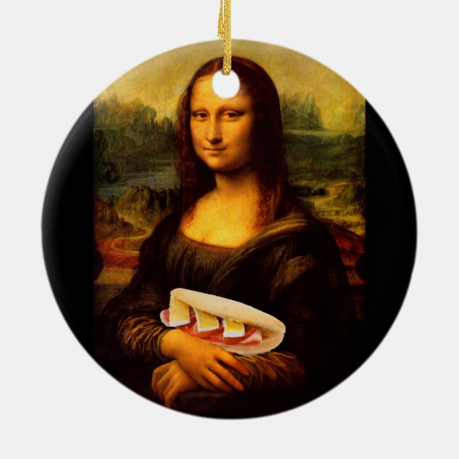Ornamento De Cerâmica Mona Lisa ama Paninis (Traseira)