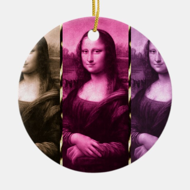 Ornamento De Cerâmica Mona Lisa Animal Imprime Chocolate Rosa Puro (Frente)