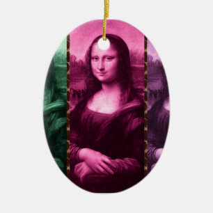 Ornamento De Cerâmica Mona Lisa Animal Imprime Púrpura Rosa Verde