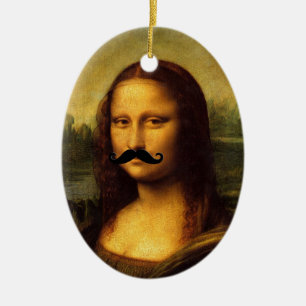 Ornamento De Cerâmica Mona Lisa Com bigode
