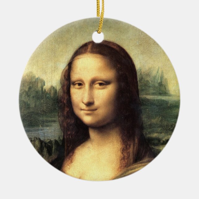 Ornamento De Cerâmica Mona Lisa Leonardo da Vinci (Frente)