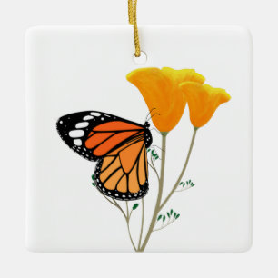Ornamento De Cerâmica Monarch Butterfly Ornament