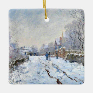 Ornamento De Cerâmica Monet - Cena de Neve em Argenteuil