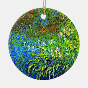 Ornamento De Cerâmica Monet - Íris no Sea Rosa Pond, famosa pintura