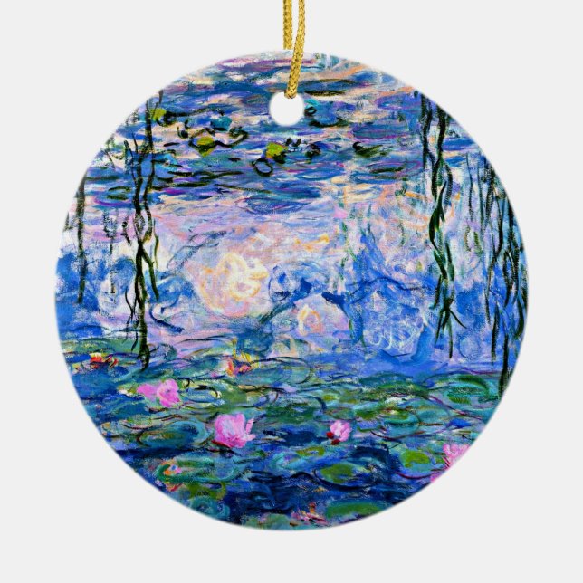 Ornamento De Cerâmica Monet: Lírios Água 1919 (Frente)