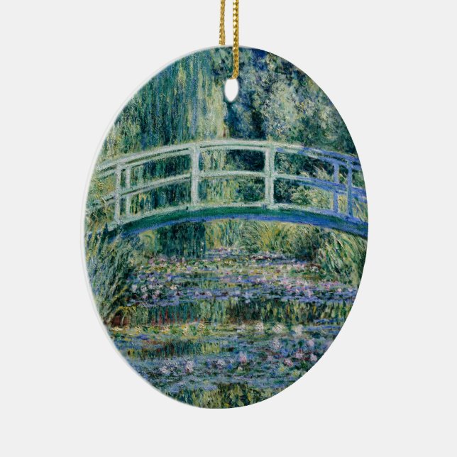 Ornamento De Cerâmica Monet - Lírios de Água e Ponte Japonesa (Direito )