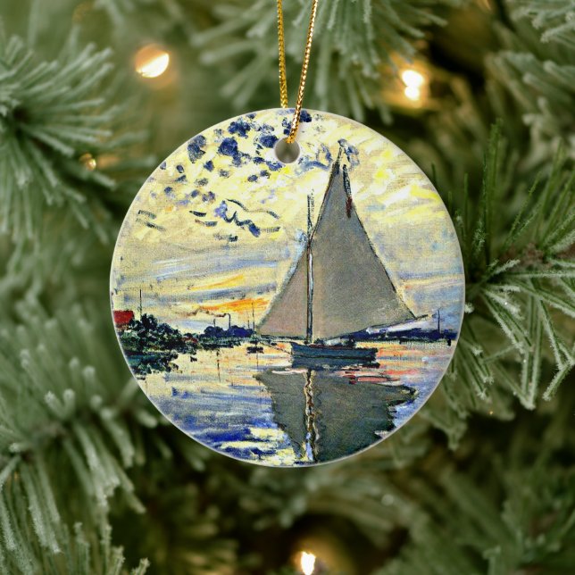 Ornamento De Cerâmica Monet - Navio de vela na le Petit Gennevilliers (Árvore)