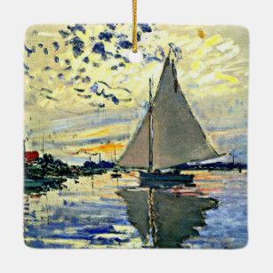Ornamento De Cerâmica Monet - Navio de vela na le Petit Gennevilliers