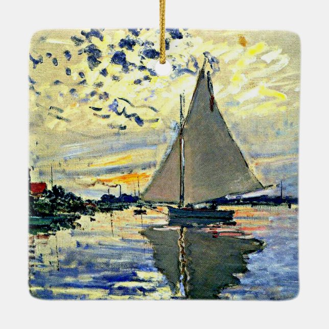 Ornamento De Cerâmica Monet - Navio de vela na le Petit Gennevilliers (Verso)