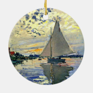 Ornamento De Cerâmica Monet - Navio de vela no Le Petit-Gennevilliers