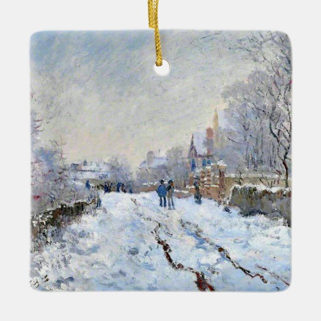 Ornamento De Cerâmica Monet - Snow Scene at Argenteuil (Frente)
