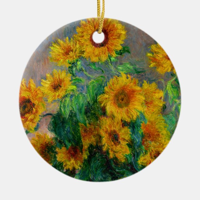 Ornamento De Cerâmica Monet Sunflower (Frente)