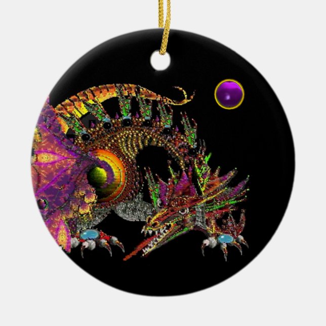 Ornamento De Cerâmica Monograma Amethyst roxo de DRAGO (Frente)