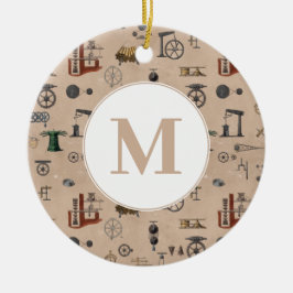 Ornamento De Cerâmica Monograma Científico Mecânico de Engenharia Antiqu