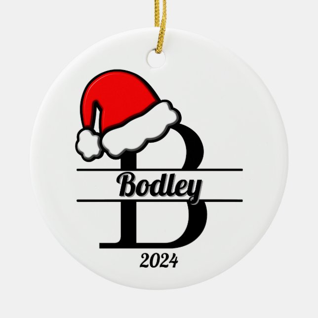 Ornamento De Cerâmica Monograma da família B | Lado Duplo (Frente)