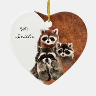 Ornamento De Cerâmica Monograma da família com data personalizada, anim