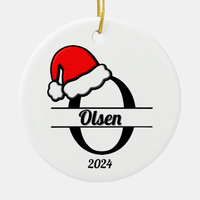 Ornamento De Cerâmica Monograma da família O | Lado Duplo (Frente)