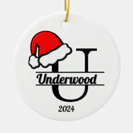 Ornamento De Cerâmica Monograma da família U | Lado Duplo