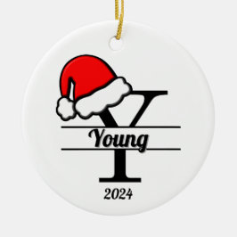 Ornamento De Cerâmica Monograma da família Y | Lado Duplo