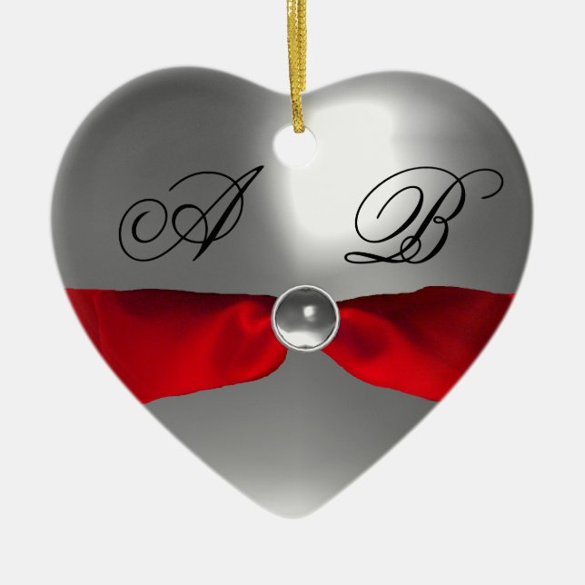 ORNAMENTO DE CERÂMICA MONOGRAMA DA PEDRA DE FERRO VERMELHO BRANCO (Frente)