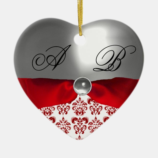 ORNAMENTO DE CERÂMICA MONOGRAMA DA PEDRA DE GEM DE FURACA VERMELHA BRANC (Frente)