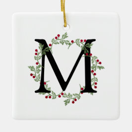 Ornamento De Cerâmica Monograma da Terra do Natal Elegante