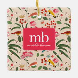 Ornamento De Cerâmica Monograma de Abelhas Florais Desenhadas À Mão Abel