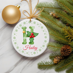 Ornamento De Cerâmica Monograma de Casal de Iniciais Personalizadas de N
