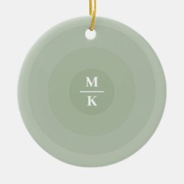 Ornamento De Cerâmica Monograma de Gradação de Círculo Minimalista Verde