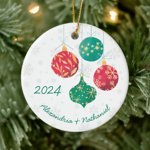 Ornamento De Cerâmica Monograma de Lâmpadas de Natal Modernas