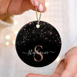 Ornamento De Cerâmica Monograma de luxo elegante com brilho Dourado Glit<br><div class="desc">Crie seu próprio ornamento esparso personalizado de diamante preto e rosa com seu monograma e nome personalizados.</div>
