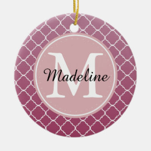Ornamento De Cerâmica Monograma de Quatrefoil de Mânre Rosa