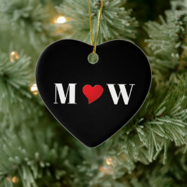 Ornamento De Cerâmica Monograma de tipografia casal personalizada, de co