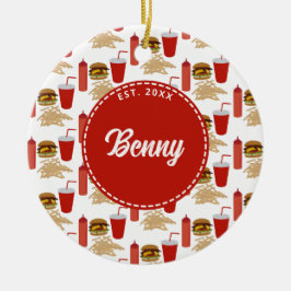 Ornamento De Cerâmica Monograma do padrão de queimadores de Comida rápid