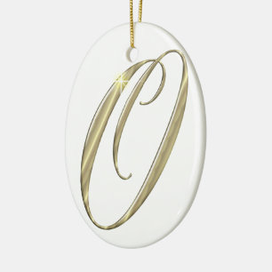 Ornamento De Cerâmica Monograma Dourado - mercadorias com iniciais O