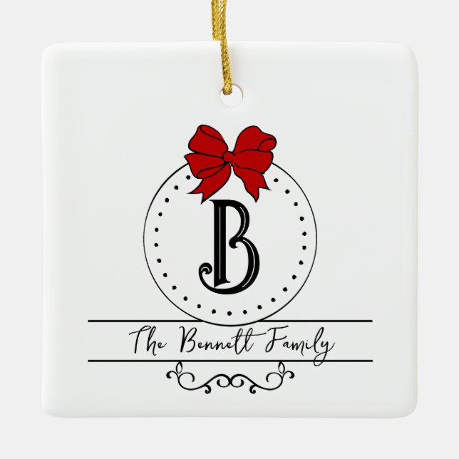 Ornamento De Cerâmica Monograma e Nome (Frente)