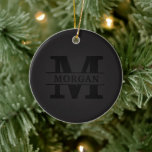 Ornamento De Cerâmica Monograma e Nome Elegante Personalizado<br><div class="desc">Adicione um toque de elegância ao seu essencial diário com este monograma personalizado e produto de nome. Com um design refinado e detalhes personalizáveis, ele combina sofisticação e funcionalidade. Seja para uso pessoal ou como presente pensativo, este item apresenta um monograma na moda e seu nome escolhido, fazer-o exclusivamente seu....</div>