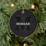 Ornamento De Cerâmica Monograma e Nome Elegante Personalizado<br><div class="desc">Adicione um toque de elegância ao seu essencial diário com este monograma personalizado e produto de nome. Com um design refinado e detalhes personalizáveis, ele combina sofisticação e funcionalidade. Seja para uso pessoal ou como presente pensativo, este item apresenta um monograma na moda e seu nome escolhido, fazer-o exclusivamente seu....</div>