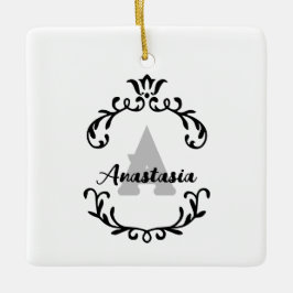 Ornamento De Cerâmica Monograma e Nome Floral bonito