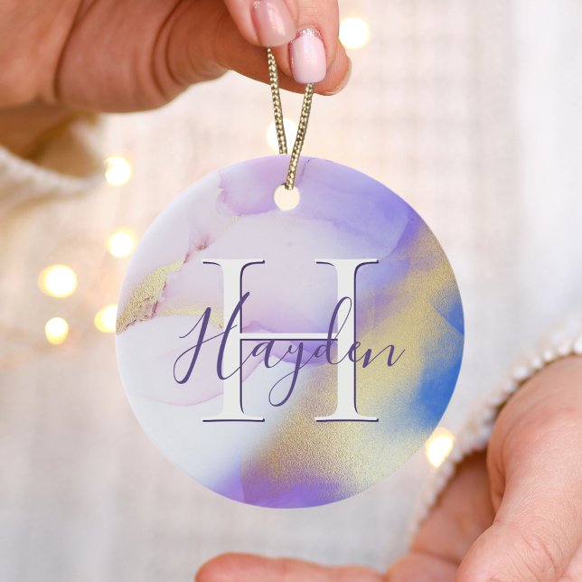 Ornamento De Cerâmica Monograma Elegante de Pintura Dourada de Abstrato  (Criador carregado)